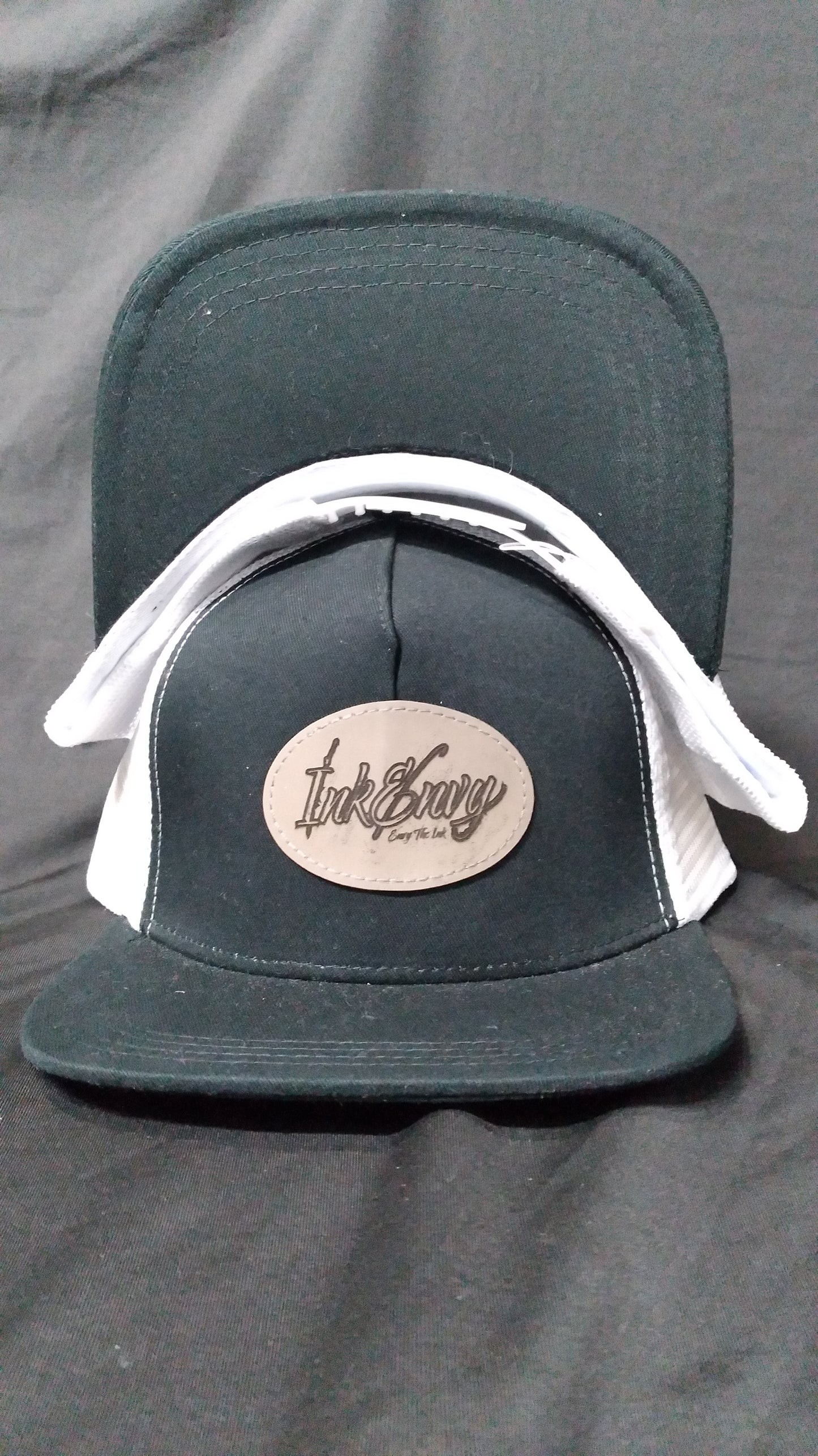 Trucker Snapback White and Black InkEnvy Faux Leather Patch