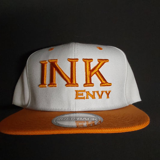 Snapback Bold INK Orange on White With Puff Lettering