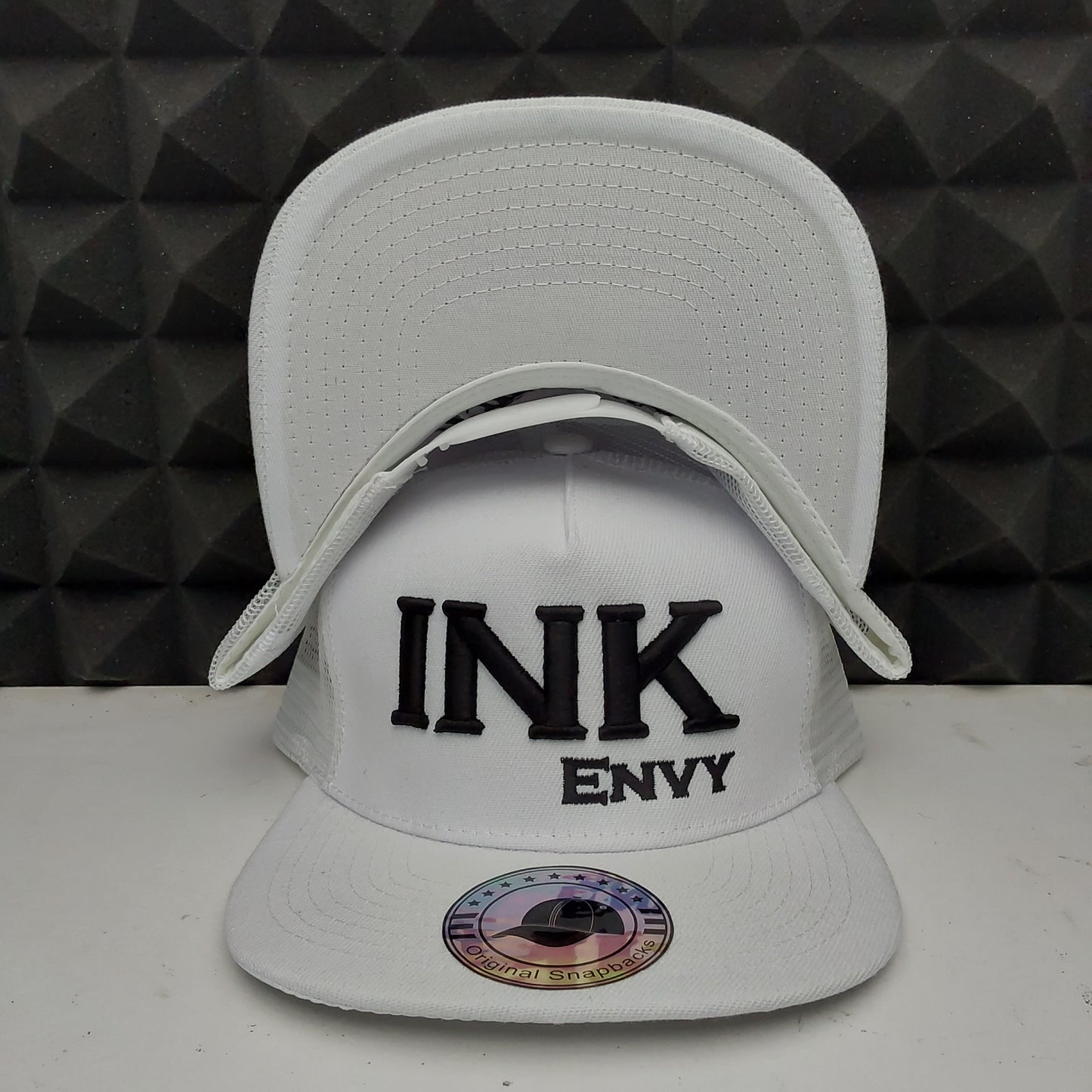 Snapback Bold INK Envy Black on White With Puff Lettering
