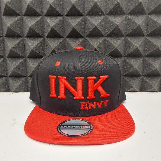 Snapback Bold INK Envy Red on Black With Puff Lettering