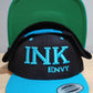 Snapback Bold INK Turquoise on Black With Puff Lettering